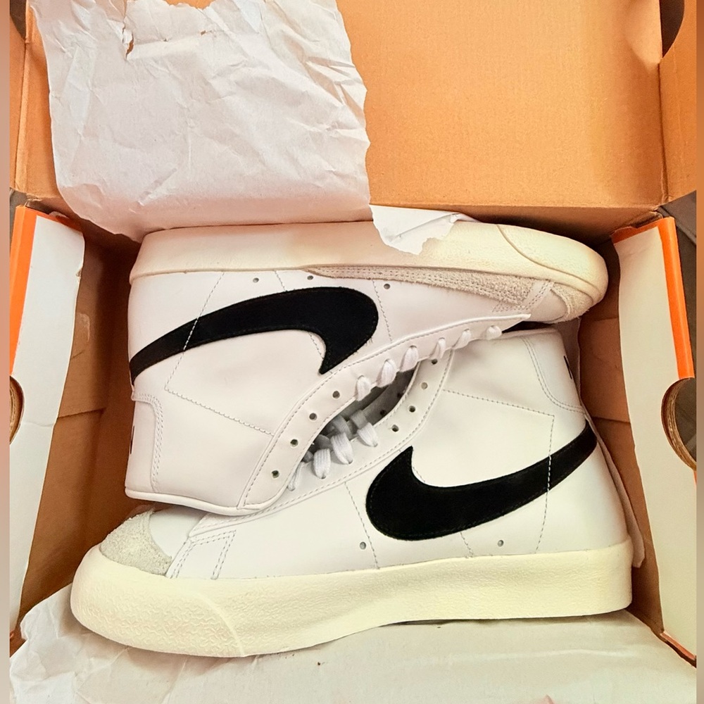 Nike White and Black High-Top Sneakers
